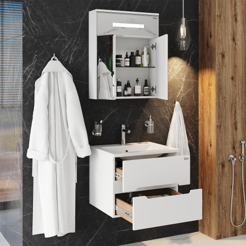 Зеркало-шкаф Onika Сигма 206034 60х15х74 подвесной цвет белый - фото 5