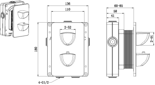 Смеситель для ванны с душем Allen Brau Infinity 5.21116-31 встраиваемый в стену черный с термостатом - фото 4