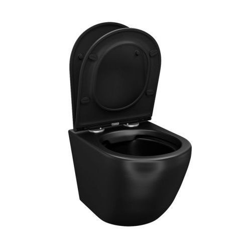 Унитаз подвесной IDDIS Blanco BLAR3BMi25 черный с сиденьем микролифт безободковый каскадный смыв - фото 4