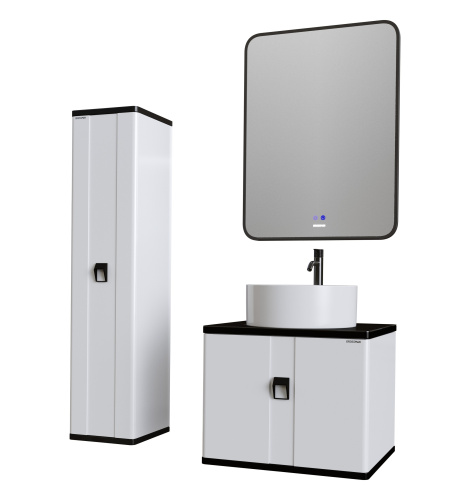 Шкаф-пенал Grossman Норма 303012 30х30х130 подвесной цвет белый/черный - фото 2