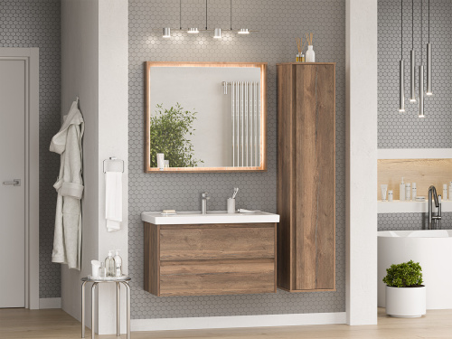 Зеркало в ванную Brevita Dallas DAL-02090-074 90х80 цвет коричневый - фото 5