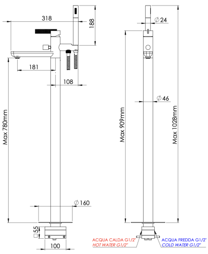Смеситель для ванны Daniel Club ANC678XV напольный сталь - фото 2