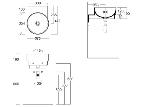 Раковина из санфаянса Simas PO 05 37х43 подвесная цвет белый глянцевый - фото 3