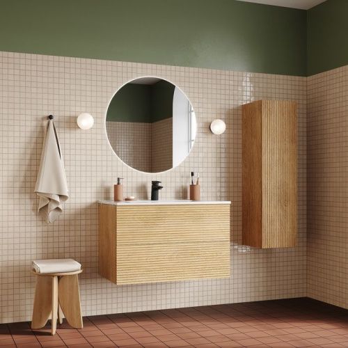 Тумба с раковиной IDDIS Bild BIL80V0i95K 80х45х50 подвесная цвет дуб - фото 4