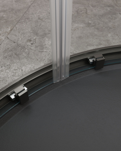 Душевой уголок Cezares MOLVENO MOLVENO-R-2-90-C-GM-IV 90х90 стекло прозрачное профиль оружейная сталь без поддона - фото 4