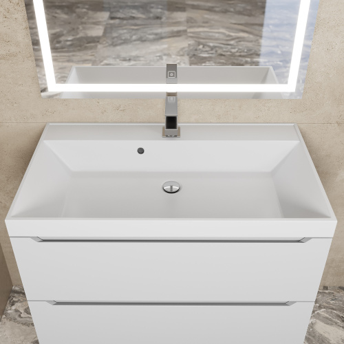 Раковина из литьевого мрамора Uperwood Classic 291020337 80х45 полувстраиваемая цвет белый глянцевый - фото 5