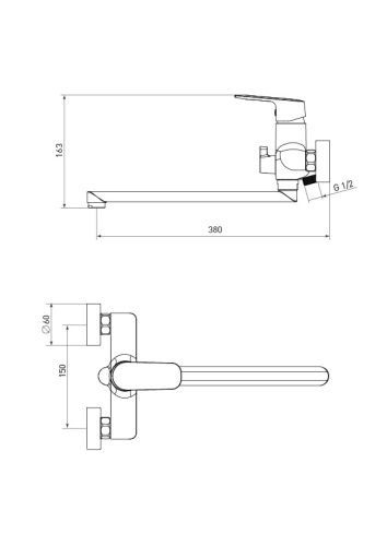 Смеситель для ванны Tokito YAMANASHI TOK-YAM-1015 настенный хром - фото 2