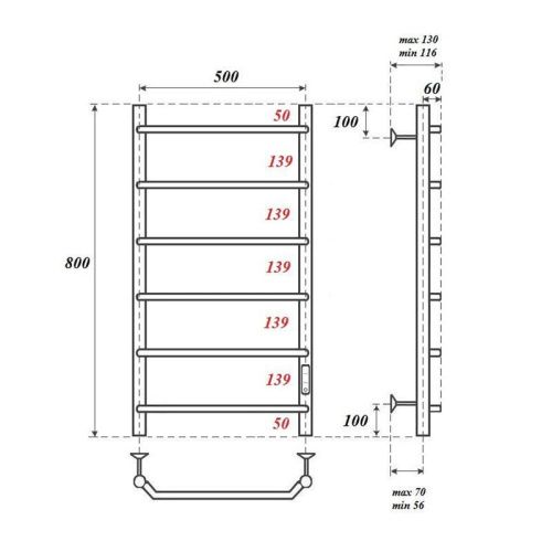 Полотенцесушитель электрический Point Виктория PN06858 55х80 хром - фото 2