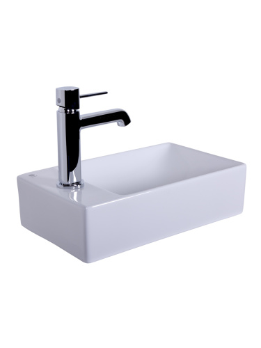 Раковина из сантехнического фарфора Orange B05-375RW 38х22 подвесная цвет белый глянцевый 1 отверстие под смеситель - фото 5