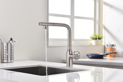 Смеситель для кухни Paulmark URBAN Ur213104-BS на раковину никель - фото 5