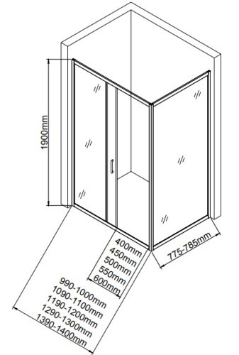 Душевая дверь Aquanet SD-1000A 100х190 стекло прозрачное профиль хром глянцевый - фото 4