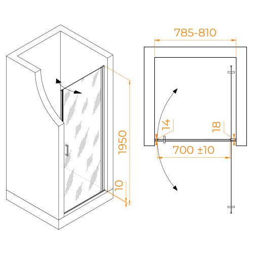 Душевая дверь RGW Leipzig 351200308-210 80х195 стекло матовое профиль сатин - фото 2
