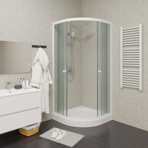 Душевой уголок Parly ZF81 80х80 стекло матовое профиль белый с поддоном - фото 5