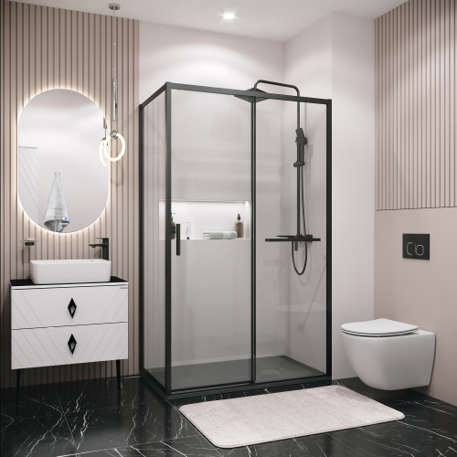 Душевой уголок Grossman Style 120.K33.05.1390.21.00 130х90 стекло прозрачное профиль черный матовый без поддона - фото 5