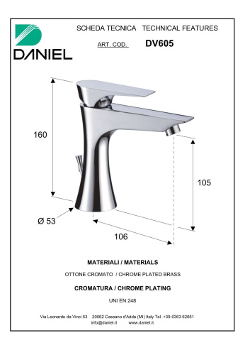 Смеситель Daniel Diva DV605-DO на раковину золото - фото 2