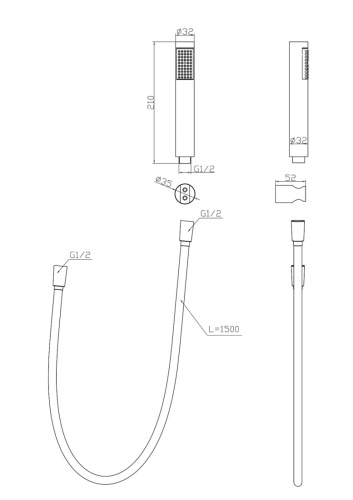Душевой гарнитур BelBagno UNO UNO-DFS-NERO настенный черный матовый - фото 2