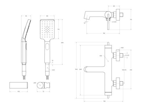 Смеситель BelBagno ACQUA ACQUA-VASM/DFS-CRM настенный хром - фото 2
