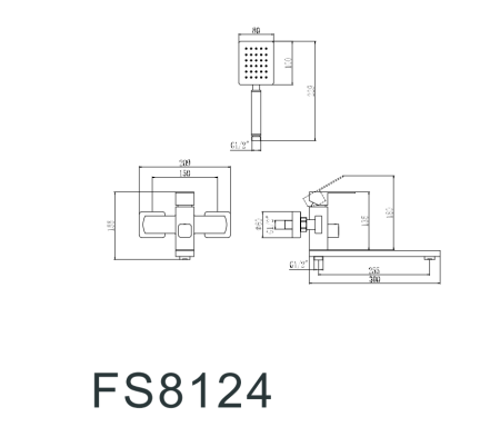 Смеситель для ванны и душа Fmark FS8124 настенный сатин