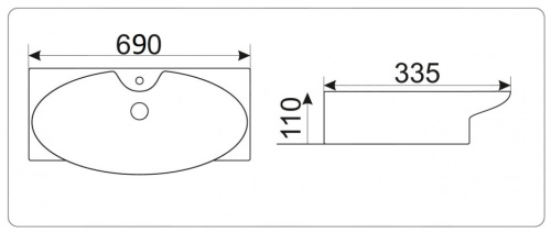 Раковина из санфаянса CeramaLux STR4282B 81х34 подвесная цвет белый 1 отверстие под смеситель - фото 2