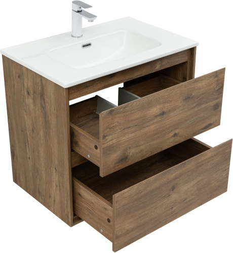 Тумба под раковину Aquanet Милан 00336378 70х45х64 подвесная цвет темное дерево - фото 4