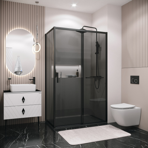 Душевой уголок Grossman Style 120.K33.05.1190.21.10 110х90 стекло тонированное профиль черный матовый без поддона - фото 5