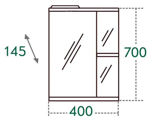Зеркало-шкаф СанТа Ника 101080 41х15х70 подвесной цвет белый - фото 3