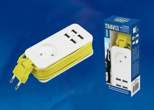 Удлинитель 1гн х 1,5м б/з Uniel Travel (Травел) S-CT1-1,5U White/Green - фото 2
