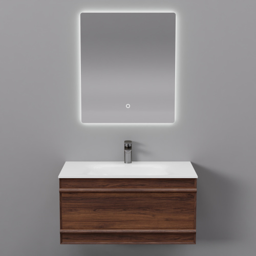 Тумба с раковиной+зеркало Art Decco Bridget (Бриджит) ABR08W22S1MF 80x45x40 подвесная цвет черный орех - фото 5