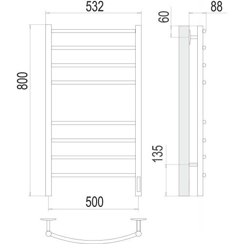 Полотенцесушитель Terminus 4670078527592 53х80 электрический белый - фото 3
