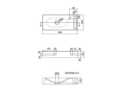 Раковина из санфаянса Scarabeo Soft-Hung-Cube 1512 50х22 подвесная цвет белый - фото 2
