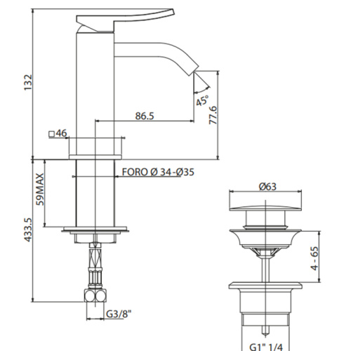 Смеситель Gattoni ELY 8850/88С0 на биде хром - фото 2