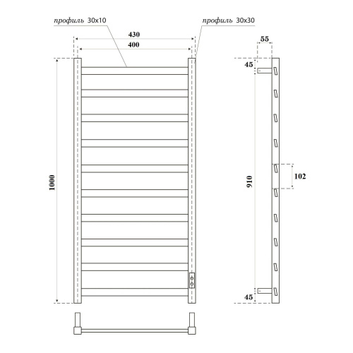 Полотенцесушитель Point Атлант PN18840W 43х100 электрический белый - фото 2