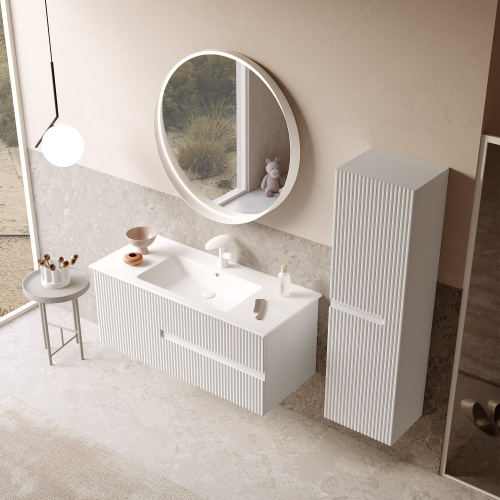 Шкаф-пенал Orka Moonlight 3001318 40х27х138 подвесной цвет белый матовый - фото 2