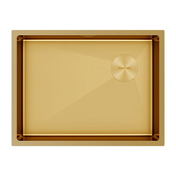 Кухонная мойка Paulmark NEXT-SKEW 58 UNI PM885844-BG 58х44 цвет брашированное золото поверхность матовая