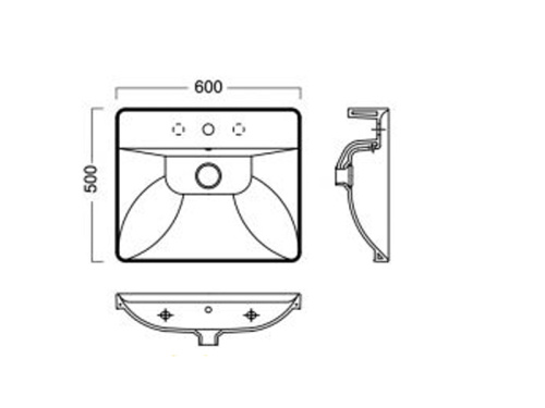 Раковина из санфаянса Hatria CANALGRANDE Y1EJ01 60х50 подвесная цвет белый - фото 3