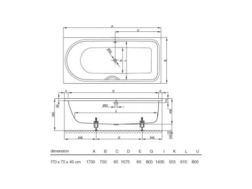 Ванна стальная Bette Ocean 8855-000 170х75 встраиваемая прямоугольная без ножек - фото 3