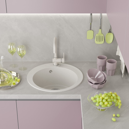 Кухонная мойка Misty Artemida ART-51-03 51х51 цвет белый - фото 2