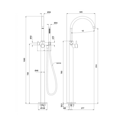 Смеситель Almar E216000.NB напольный никель (внешняя часть) - фото 2