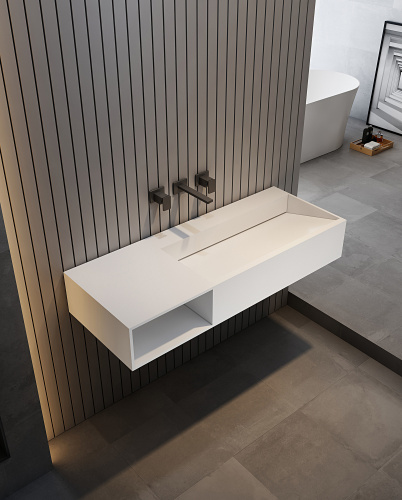 Тумба с раковиной Abber AS2640-1.2 L 120х46х20 подвесная цвет белый матовый - фото 2