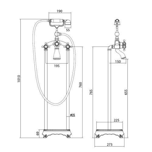 Смеситель ABBER Klassik AF8415G напольный золото - фото 3