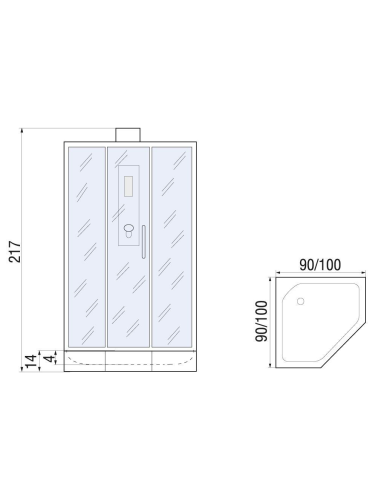 Душевая кабина River PENTA Б/К 90 (10000000931) 90х90 пятиугольная без крыши ориентация универсальная - фото 2