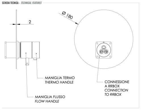 Смеситель для душа Remer Elegance NT30KBNO встраиваемый в стену черный с термостатом - фото 2