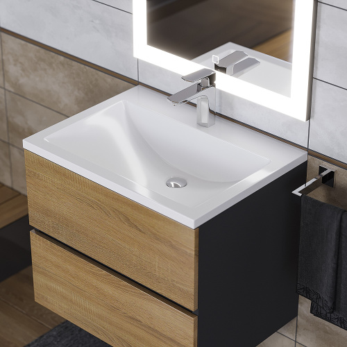 Раковина из литьевого мрамора Uperwood Self 4538341000 60х45 полувстраиваемая цвет белый - фото 5