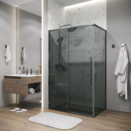 Душевая перегородка Grossman Galaxy 200.K33.01.90.42.10 90х195 стекло тонированное профиль графит - фото 3