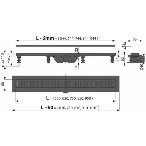 Душевой лоток Kerama Marazzi APZ10BLACK-750KM черный - фото 2