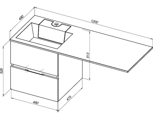 Раковина из искусственного камня Aquanet Фортуна НФ-00016403 120х48 подвесная цвет белый 1 отверстие под смеситель - фото 3