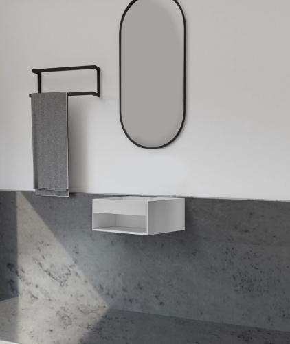 Тумба с раковиной Abber AS2645-0.8 80х46х28 подвесная цвет белый матовый - фото 4