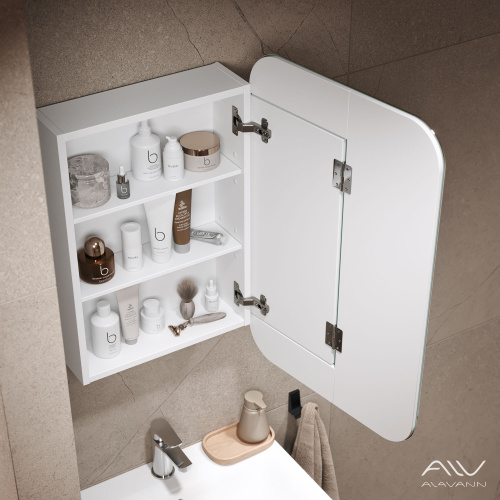 Зеркало-шкаф Alavann Cosmetic ALV0769001 50х15х75 подвесной цвет белый - фото 3