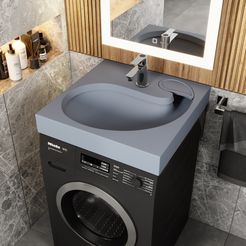 Раковина из литьевого мрамора Uperwood Comforty 2930205238 60х60 над стиральной машиной цвет серый - фото 3