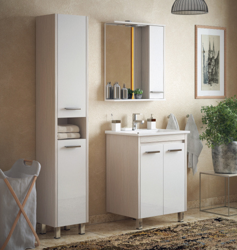 Шкаф-пенал Corozo Лорена SD-00000305 35х29х187 цвет белый/коричневый - фото 3